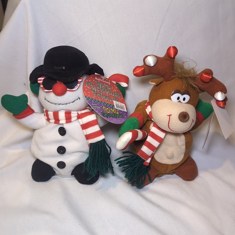 2x Vintage Playtronix Dancing & Singing Reindeer & Snowman 8" WORKS